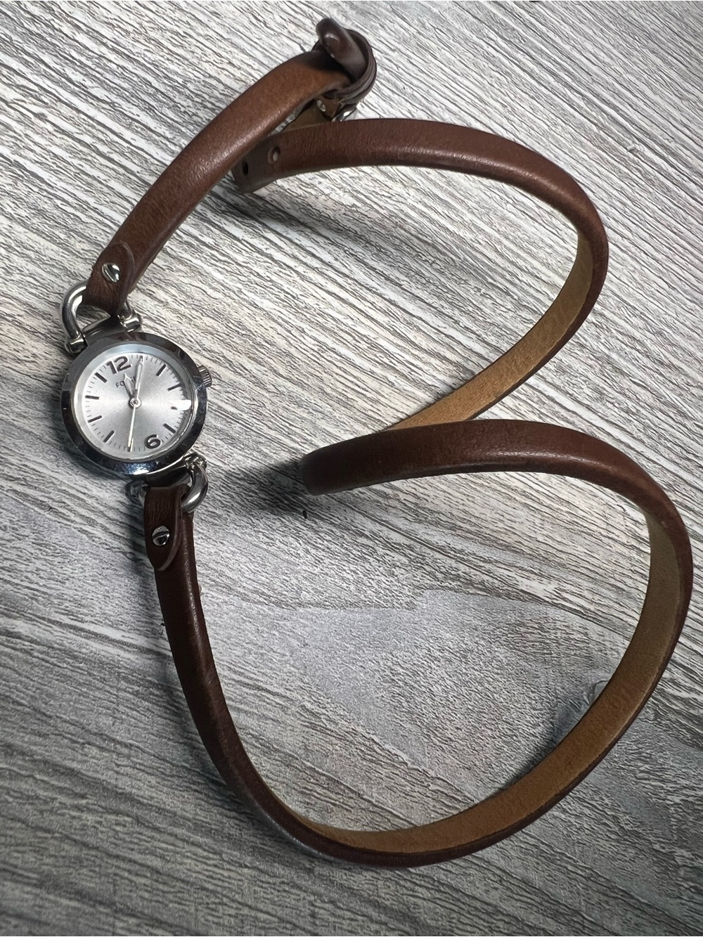 Fossil Brown Leather Strap Silver Dial Women's Watch - Picture 2 of 6